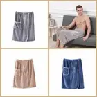 Solid Color Men Wearable Bath Towel Coral Velvet Short Towel Skirt Home