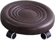 WeiLaiKeQi Low Height Rolling Stool Step Stools with Wheels Footrest Low Rolling Seat for Bedroom, Brown