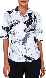 [Viracy] Half Sleeve Womens Golf Polo Shirts 1/4 Zip Up Moisture Wicking Running Workout Tops