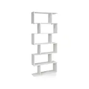 Costway 6-Tier S-Shape Bookshelf Storage Rack,White