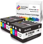 8 Pack (2BK,2C,2M,2Y) Compatible Ink for HP 711 for HP Designjet T100 T120 T125 T130 T520 T525 T530