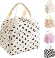Chamgeco Insulated Lunch Bag for Kids & Adults, Reusable Corduroy Lunch Box Tote Bags, Leakproof Cooler Bag for Work Office Picnic School Travel BBQ, Large Capacity & Cute Design (Beige Floral)