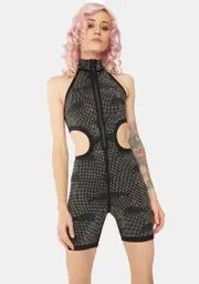 [Lipt The Label] Black Compound Rhinestone Romper