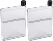 2Pcs 420ml Ultra-Thin Flat Water Bottle, Transparent Reusable A5 Purse Bottle for School, Sports, Travel, Dining Time