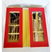 Vintage Crown Crest Sheffield Stainless Steel Set 4 Knives Serving Fork Set