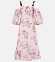 [Agua by Agua Bendita] Agua by Agua Bendita Mercedes Wisteria floral linen midi dress UK 10 pink