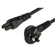Dynamix C-PFH3PC5-1 7.5A Flat Head 3 Pin to IEC C5 Power Cord - 1m - Black 0.75mm Copper Core - Clover Shaped - SAA Approved [C-PFH3PC5-1]