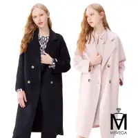 在飛比找momo購物網優惠-【MYVEGA 麥雪爾】MA羊毛翻領寬鬆保暖冬季大衣長版外套