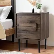 Artiss Bedside Table 2 Drawers Side End Table Storage Cabinet Nightstand Walnut