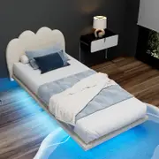 Artiss Bed Frame LED Gas Lift Beds Base Boucle