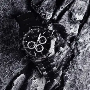 【BOSS】黑殼 黑面 不鏽鋼帶 三眼計時 男錶(1512961)