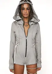 [DARKER WAVS] Compression Zip-Up Hoodie Romper