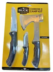 Buck Knives Camp Kit Folding Saw, Fixed Blade Knife with Sheath, Axe with Sheath