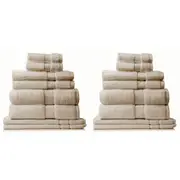 2x 8pc Royal Comfort Zero Twist Soft Absorbent Quick Dry Cotton Towel Set Beige