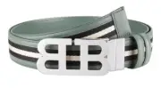 Bally 6303777 Mirror B Reversible Leather Striped/Sage Belt EU 120/US 47