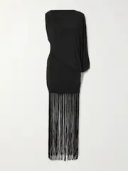[Faithfull] Faithfull - Colmar One-sleeve Fringed Draped Stretch-jersey Dress - Black - small small Black