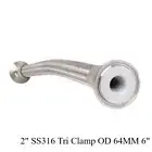 2" SS316 Tri Clamp OD 64MM 6" Length Flex Corrugated Hose Pipe With Teflon NEW