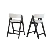 Gaudi Hardwood Counter Bar Stool | Black | Beige Fabric