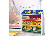 Keezi Kids Toy Box 12 Bins Bookshelf Organiser Children Storage Rack