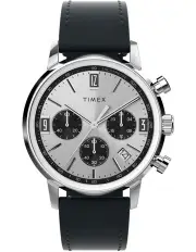 [Timex] Marlin Chronograph Tachymeter Leather Strap Watch 40mm in Black