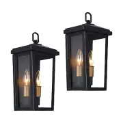 MO&OK 2 Pack Outdoor Wall Lights,Coffee Garage Wall Sconce(Tempered Glass Lam...