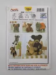 Burda Sewing Pattern 7904 Cuddly Soft Toys 4 styles Pattern Size 44"-55" NEW