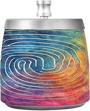 Stainless Steel Patio Ashtrays with Lid for Home Indoor Car Office Rainbow Doodle Lines Smokeless Portable Smoking Ashtray with Cover for Cigar Decor