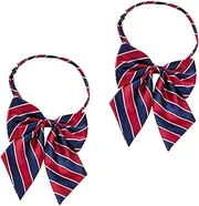 [Healvian] 2pcs Adjustable Dark Red and Blue Stripe Bow Tie Graduation Suit Accessories for Men and Women Photo Props for Senior Year Celebrations