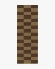 75' x 215' | Machine Washable Runner Rug | Kid & Pet Friendly | Indoor Rug | Yates Check Brown Re-Jute Rug by Architectural Digest | Ruggable