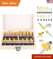 Beginner-Friendly 1/4 Inch Router Bits Set - 15 Durable Tungsten Carbide Pieces