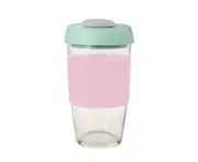 Glass Go Cup (Pink/Mint/Grey) - 473mL