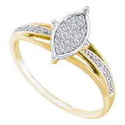 10k Yellow Gold Round Diamond Cluster Bridal Engagement Ring 1/10 Cttw