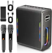 Dynamic Karaoke Machine with Light Show & Dual Wireless Mics - For Adults & Kids