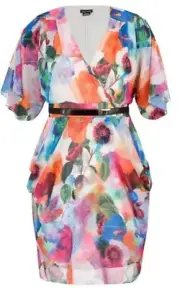 City Chic Medium Wrap Dress pretty days Plus Size 18/20