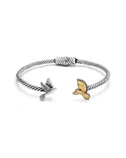 Samuel B. 18K & Silver Bird Motif Cable Bangle Bracelet