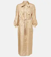 [Max Mara] Max Mara Ape belted silk twill maxi dress UK 2 beige