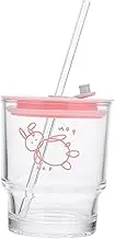 CONGARTENO 1 Set Creative Korean Style Juice Glass Cup with Straw Transparent Beverage Container for Home Smooth Surface Workmanship for Coffee Juice and Milk