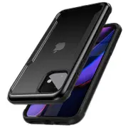 ZUSLAB iPhone 11 Case Iron Shield Military Grade with Aluminum Frame & Shockproof Transparent Back Cover for Apple - Black