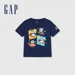 【GAP】男幼童裝 GAP X 功夫熊貓聯名 LOGO純棉印花圓領短袖T恤-藏藍色(890551)