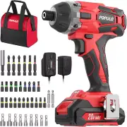 Cordless Impact Driver Set with Bit Holder, 20V MAX 1/4" Hex Chuck Impact Drill,