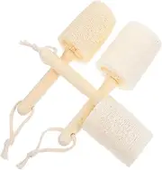 Hohopeti 3pcs Bottle Brushes: 18.5 Cm Long Wood Handle Loofah Water Jugs Brushes Clean and Scrubs Wide Mouth Jars Glasses Vases Mugs and Pitchers Beige