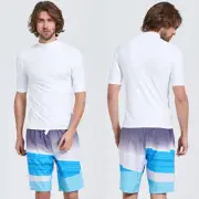 Men Wetsuit Tops Diving Swim Suit Short Sleeve Rash Guards Quick Drying Swimwear