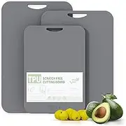 TPU Cutting Board for Kitchen, Safe Chopping Boards Set of 3, Non Slip Flexible Cutting Boards with Juice Groove, Knife Mark Resistant Chopping Mat, 2 Sided Cutting Mats, BPA Free, Dishwasher Safe