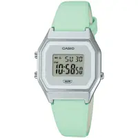 在飛比找momo購物網優惠-【CASIO 卡西歐】女錶 電子錶 皮革錶帶 綠 生活防水 