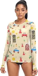 [RPLIFE] Colorful Tractors Orange Wonens SPF Shirt Uv Fishing Shirt, Summer Modest Clothing