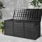 290L Gardeon Outdoor Storage Box Lockable Cabinet Organiser Garden Deck Shed All Black