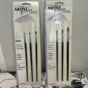 Vintage Linzer Le Jour Red Sable Artist Paint Brushes, 2 Sets Of 3 Lot