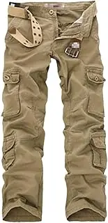 [Haitpant] Men Military Cargo Pants, Multi-Pockets Baggy Cotton Pants, Male Casual Army Tactical Overall Trousers No Belts