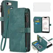 Phone Case for Google Pixel 3 XL Wallet Cover with Tempered Glass Screen