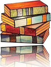 Colored Glass Folding Book Lamp,Handcrafted Glass Nightstand Desk Book Lamps,Tiffany Style Desk Lamp for Home Decoration,1pcs